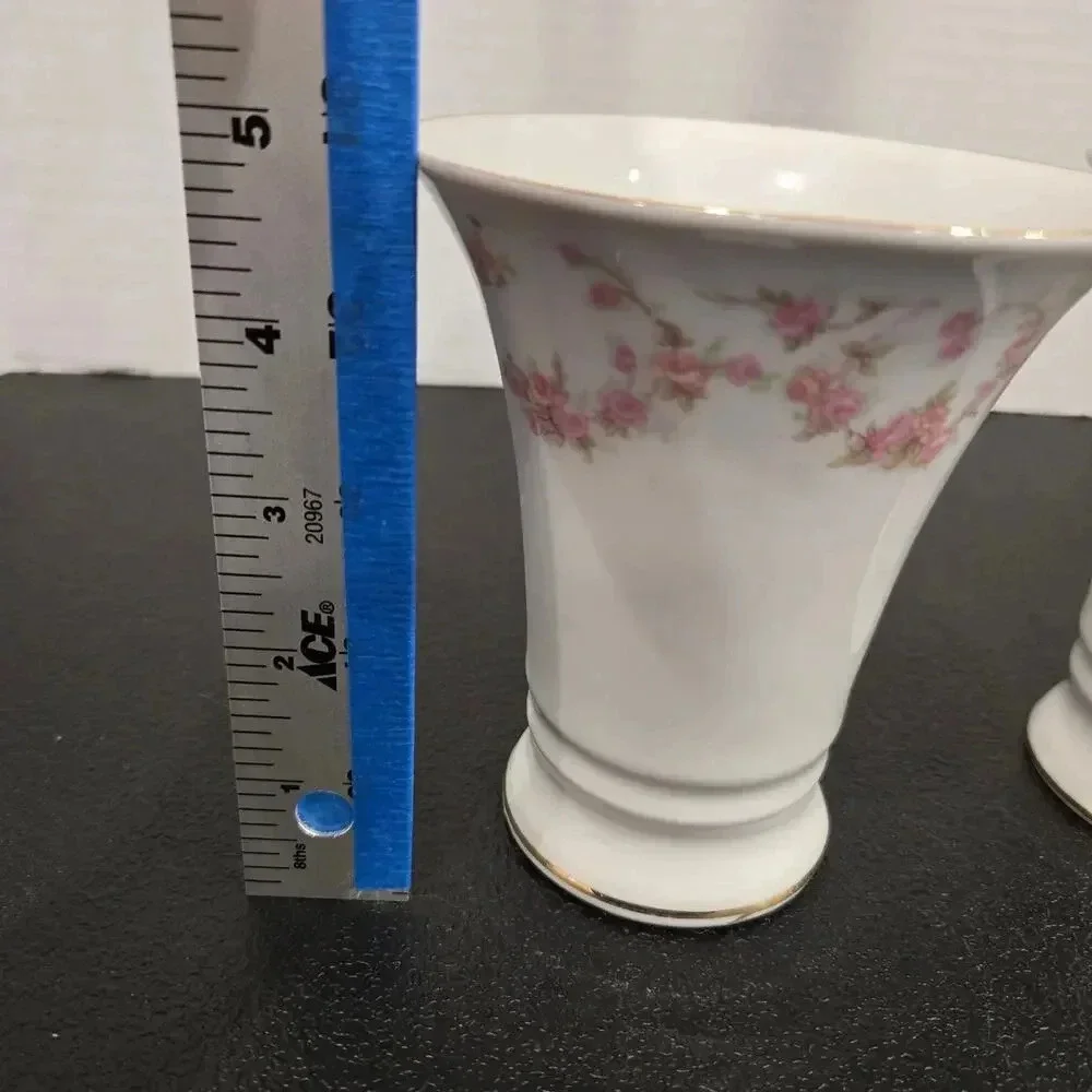 Schumann Arzberg Germany Golden Crown E&R 1886 Bridal Rose #64 Vases Set of 2